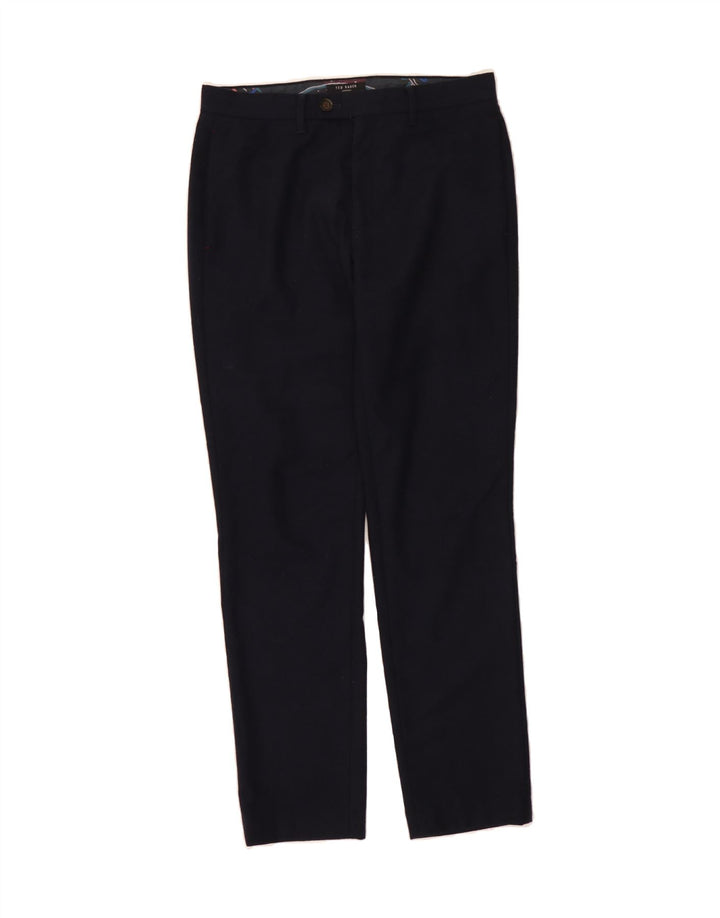 TED BAKER Mens Slim Suit Trousers W30 L32  Navy Blue Polyester Vintage Ted Baker and Second-Hand Ted Baker from Messina Hembry 