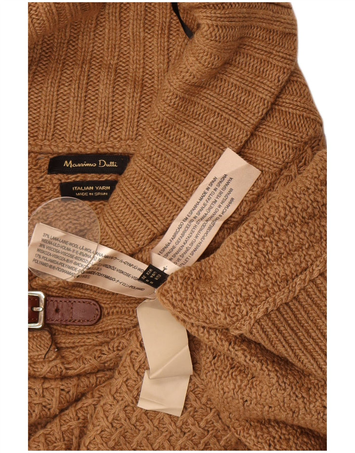 Massimo Dutti Womens Poncho Jumper US 8 Medium Brown Wool