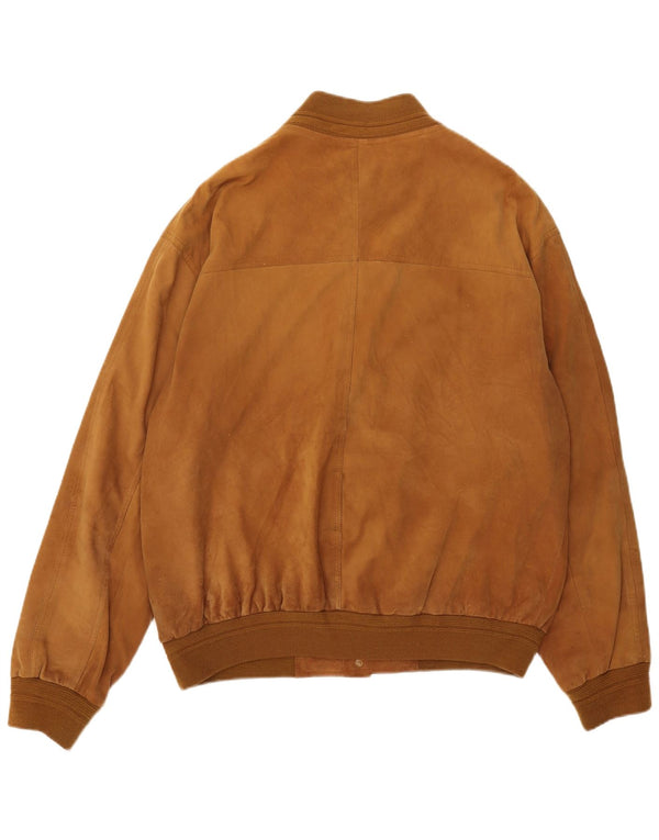 Vintage hombres ante bomber chaqueta IT 56 3XL cuero marrón