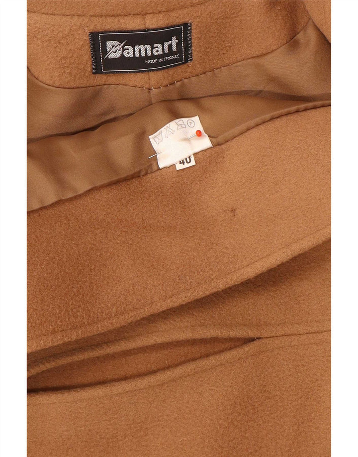 Damart Womens Overcoat EU 40 Medium Beige Wool