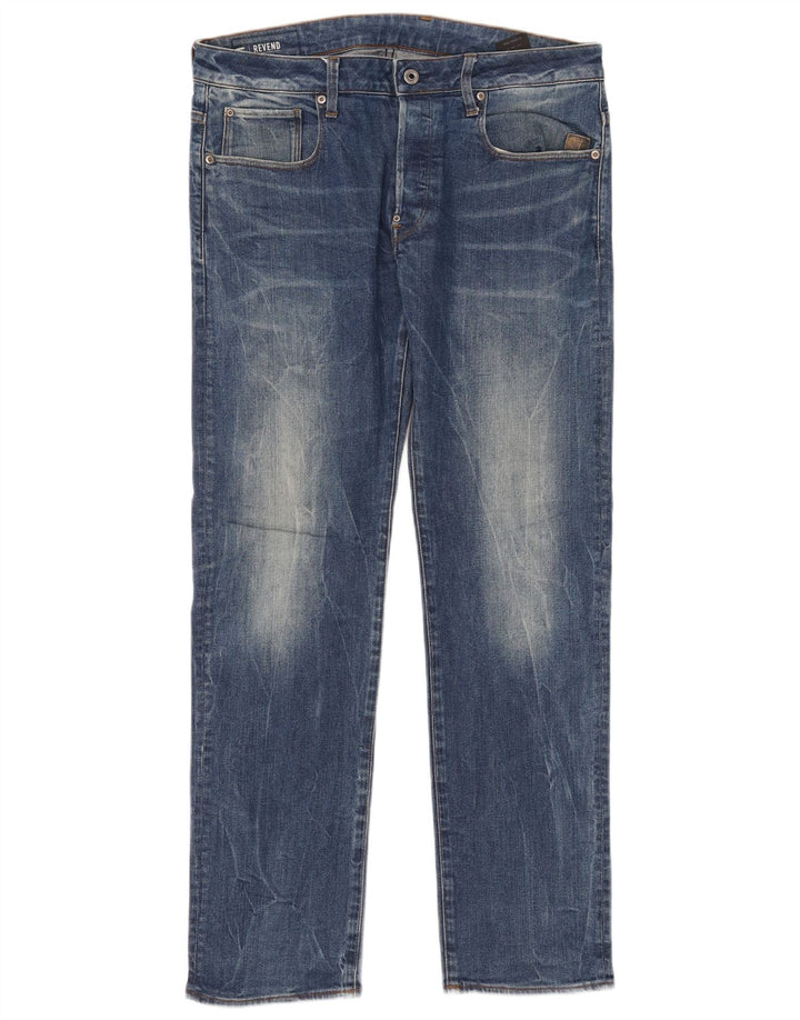 G-Star Mens Revend Straight Jeans W34 L32 Blue Cotton