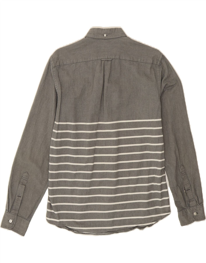 J. CREW Mens Oxford Slim Fit Shirt Medium Grey Striped Cotton Vintage J. Crew and Second-Hand J. Crew from Messina Hembry 
