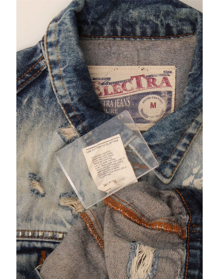 Vintage Mens Distressed Denim Jacket UK 38 Medium Blue Cotton