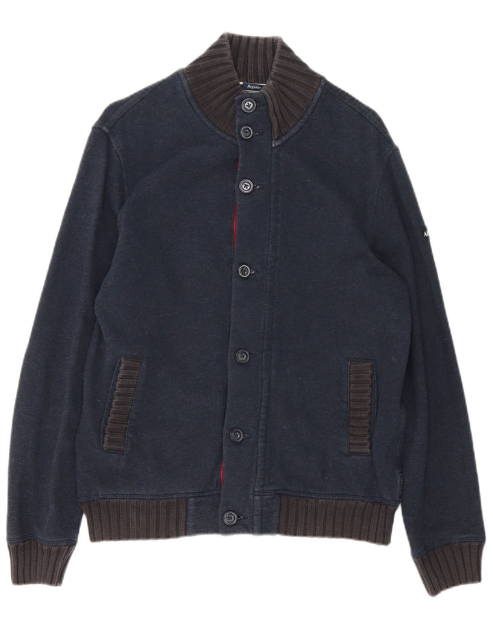 Armani Jeans Mens Cardigan Sweater Large Navy Blue Cotton