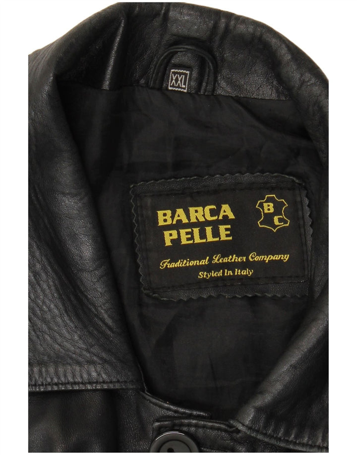 VINTAGE Mens Leather Jacket UK 44 2XL Black Leather
