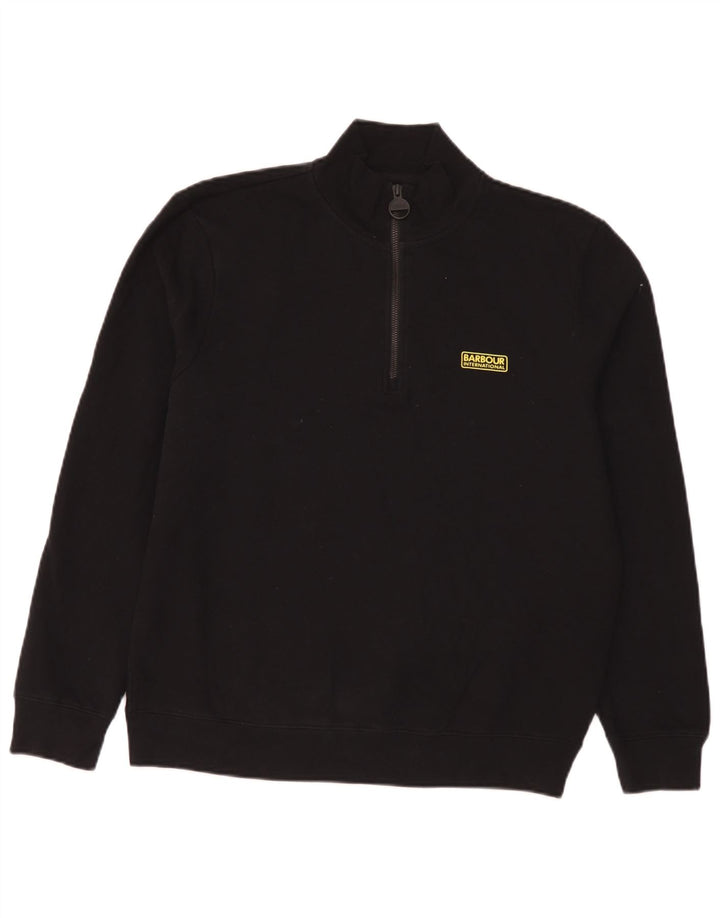 Felpa da uomo Barbour con zip collo maglione XL cotone nero