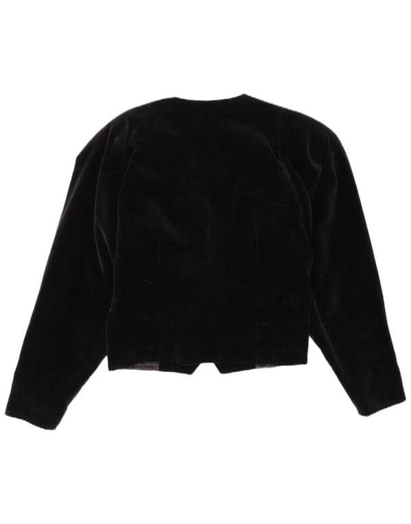 Vintage Womens Double Breasted Velvet Bolero Jacket IT 42 Medium Black