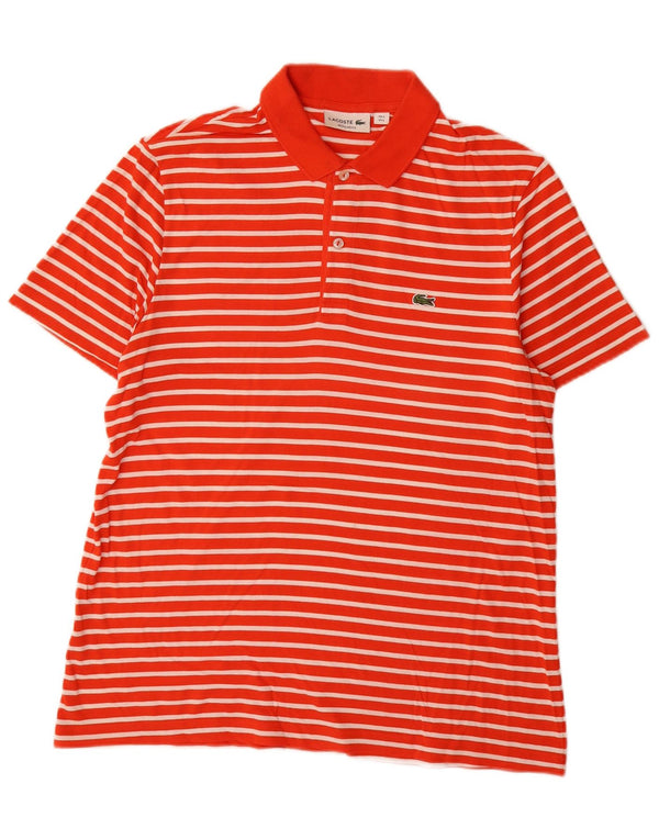 Lacoste Herre Regular Fit Polo Shirt Størrelse 5 Large Orange Stribet Bomuld