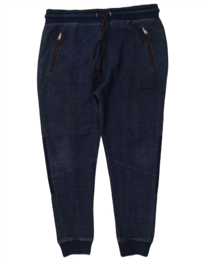 ZARA Mens Joggers Cropped Trousers XL Blue Cotton