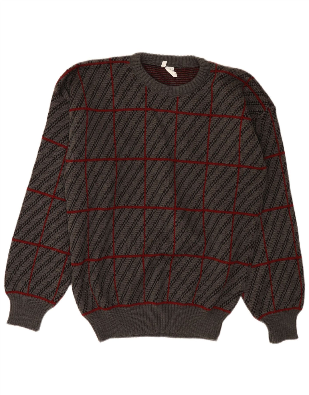 Maglione girocollo da uomo vintage IT 50 Acrilico scozzese grigio medio