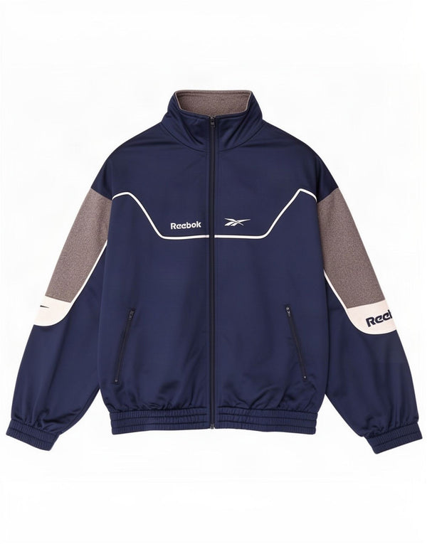 Reebok Herren-Trainingsanzugoberteil mit Grafik, Größe S, Marineblau, Farbblock
