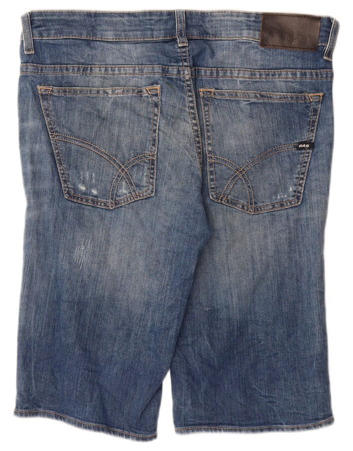 GAS Mens Andrew Denim Shorts W33 Medium Blue Cotton
