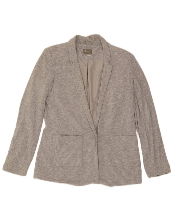 Oasis Dame 1 Knap Blazer Jacket UK 10 Small Grå Flecked Viscose
