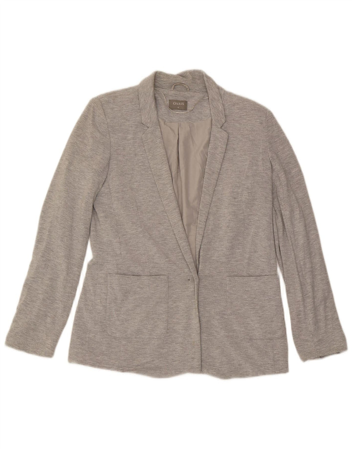 Oasis Dame 1 Knap Blazer Jacket UK 10 Small Grå Flecked Viscose
