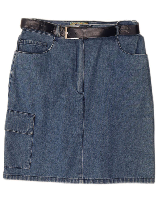Saia cargo jeans feminina vintage IT 42 médio W28 algodão azul