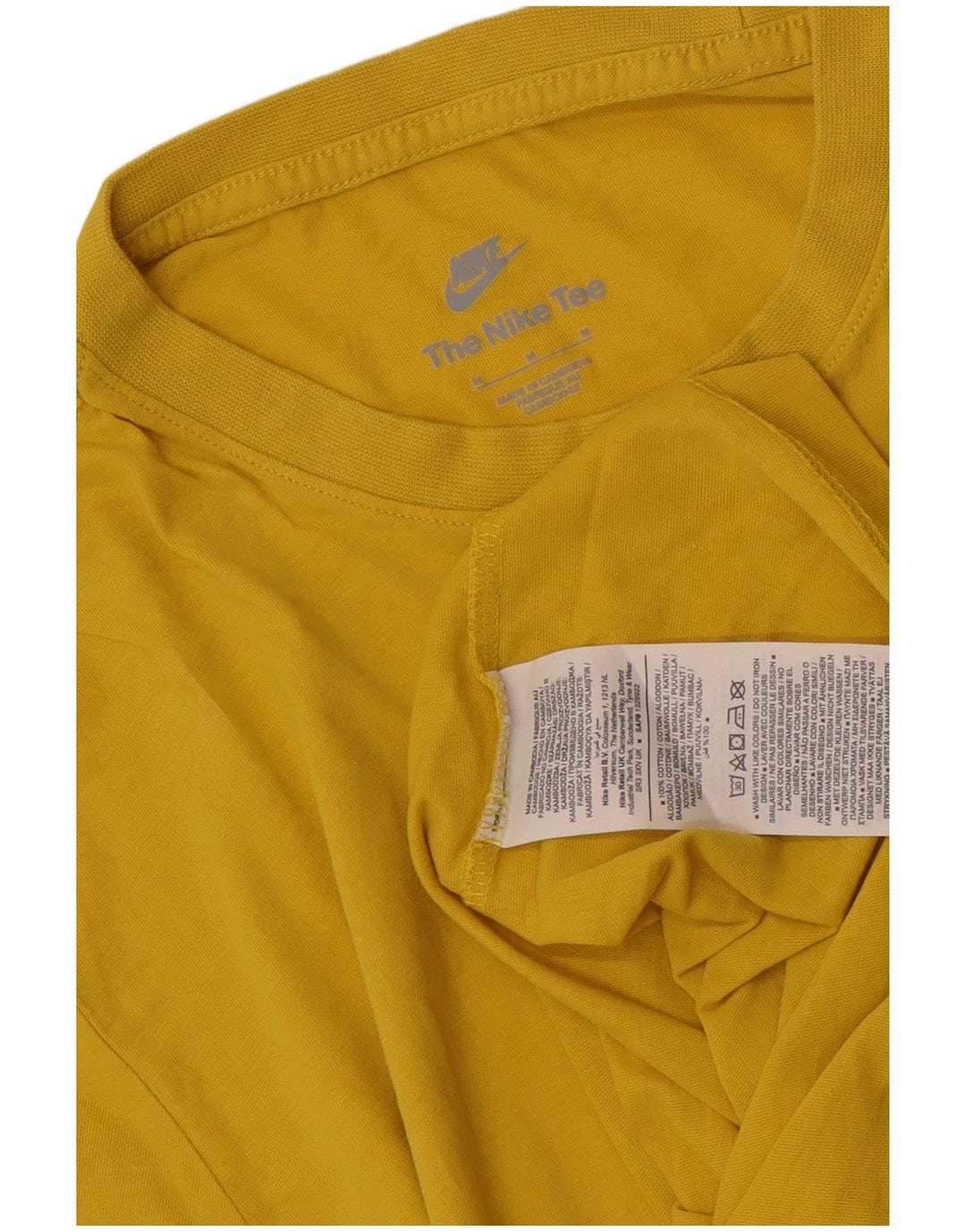 Nike Mens T-Shirt Top Medium Yellow Cotton