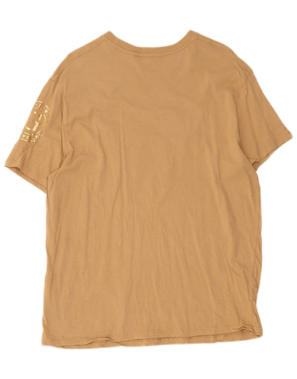Guess Womens Graphic T-Shirt Top UK 18 XL Beige Cotton