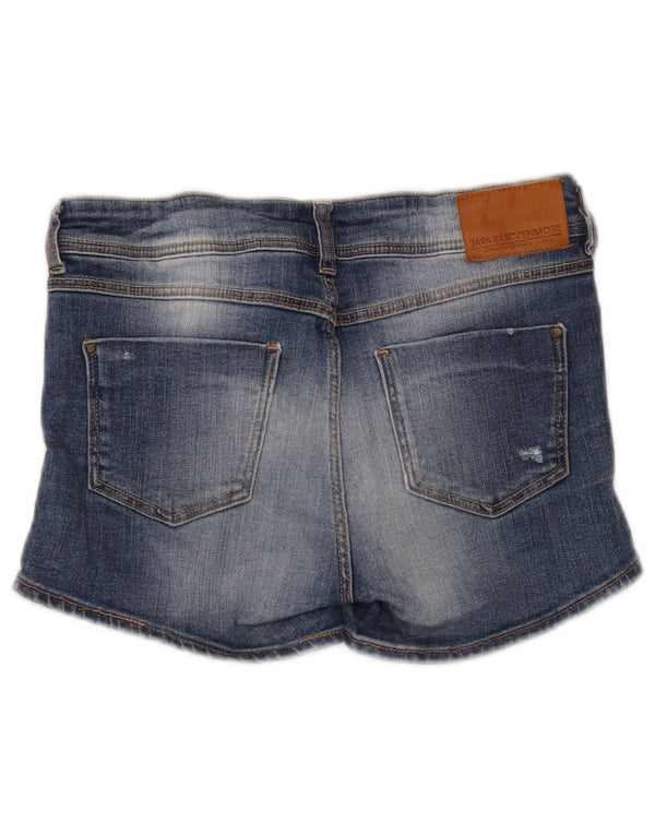 Zara Dame lavtaljede denimshorts EU 36 XS W26 Blå