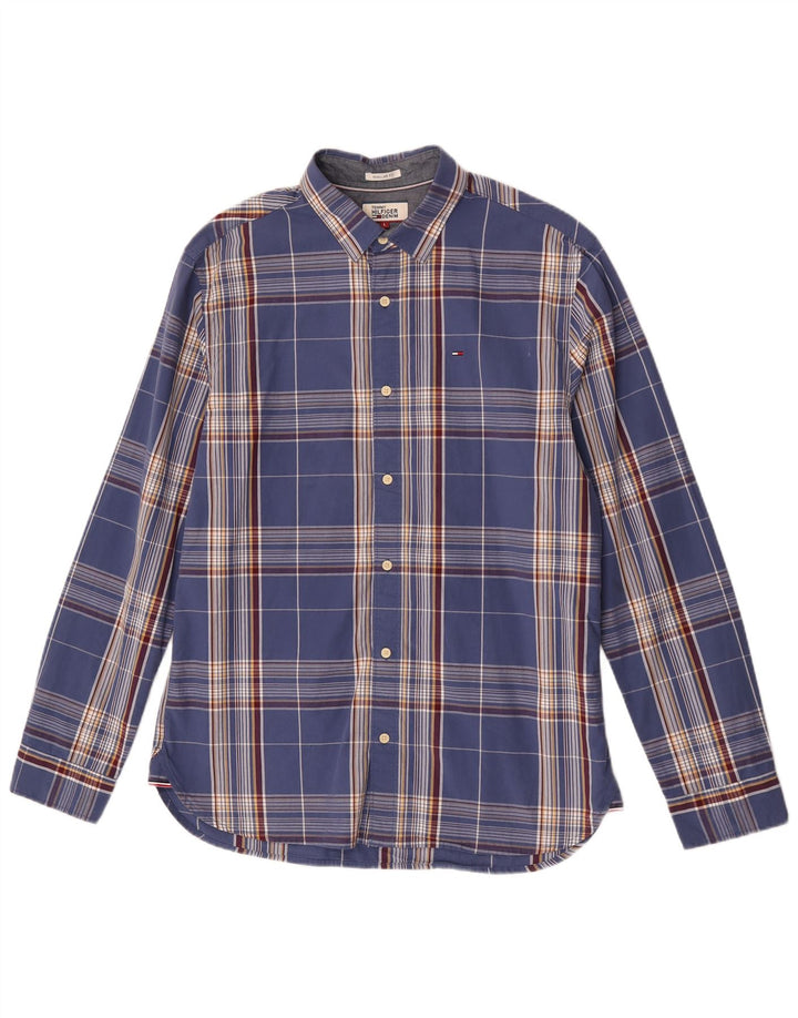 Camicia da uomo Regular Fit Tommy Hilfiger, cotone a quadri blu grandi