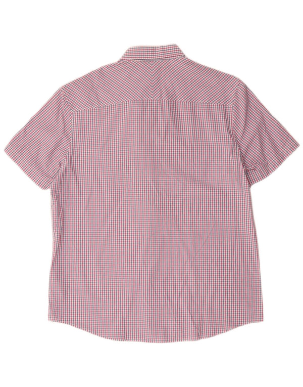 Penguin Mens Heritage Short Sleeve Slim Fit Shirt Large Pink Gingham Cotton