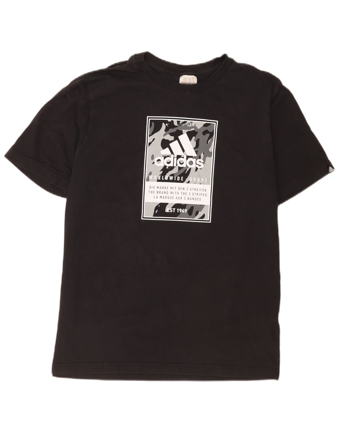 Adidas Mens Graphic T-Shirt Top Medium Black Cotton
