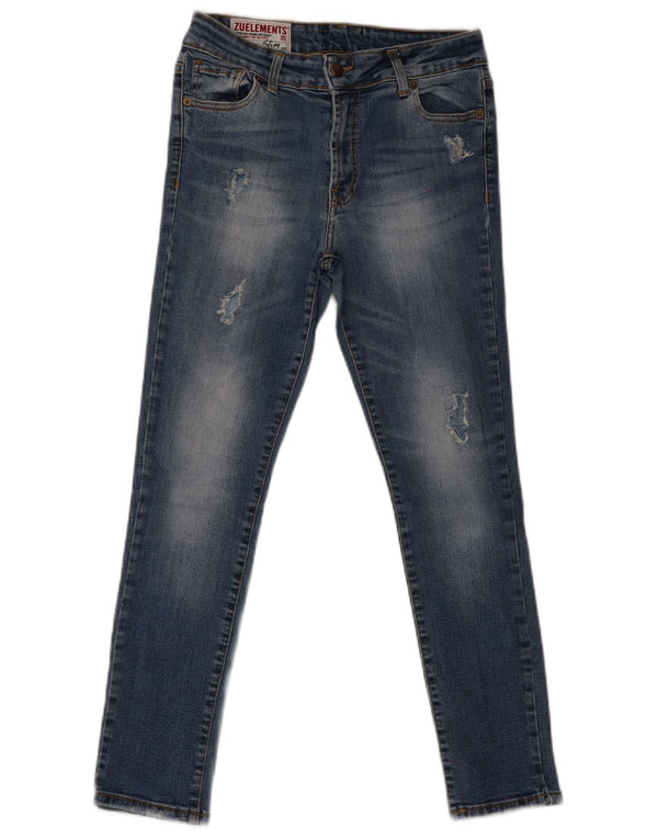 Zu Elements Womens Distressed Super Slim Jeans W30 L28 Blue Cotton