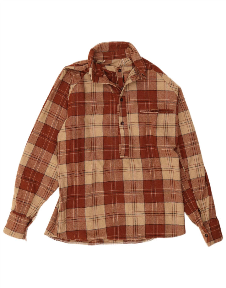 Chemise en flanelle pull vintage pour homme à carreaux marron moyen