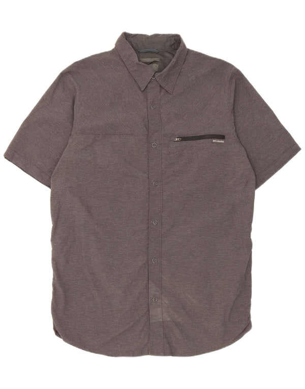Camisa masculina de manga curta Columbia cinza médio nylon