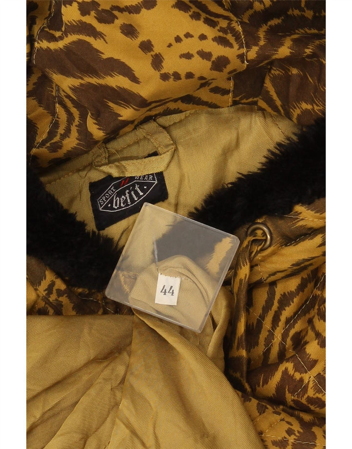 Vintage Womens Hooded Windbreaker Jacket IT 44 Medium Brown Animal Print