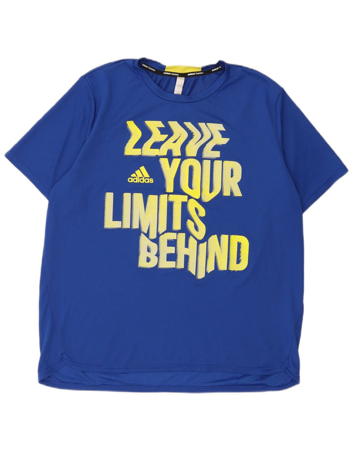 Adidas Mens Aeroready Graphic T-Shirt Top Large Blue Polyester
