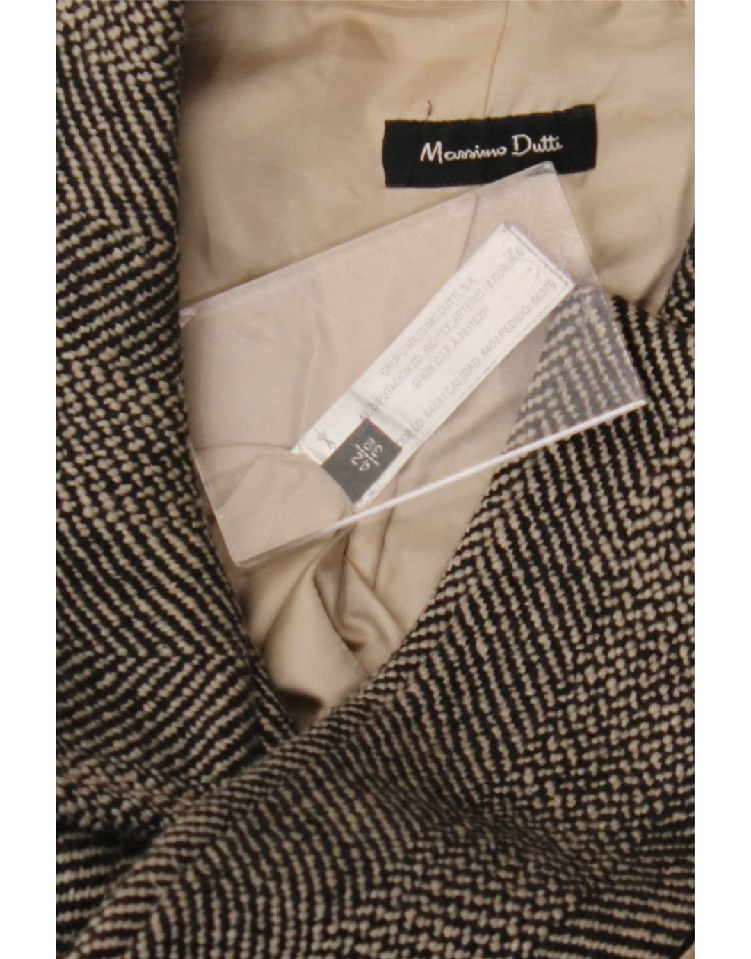 Massimo Dutti Womens Overcoat EU 42 Large Grey Herringbone Wool