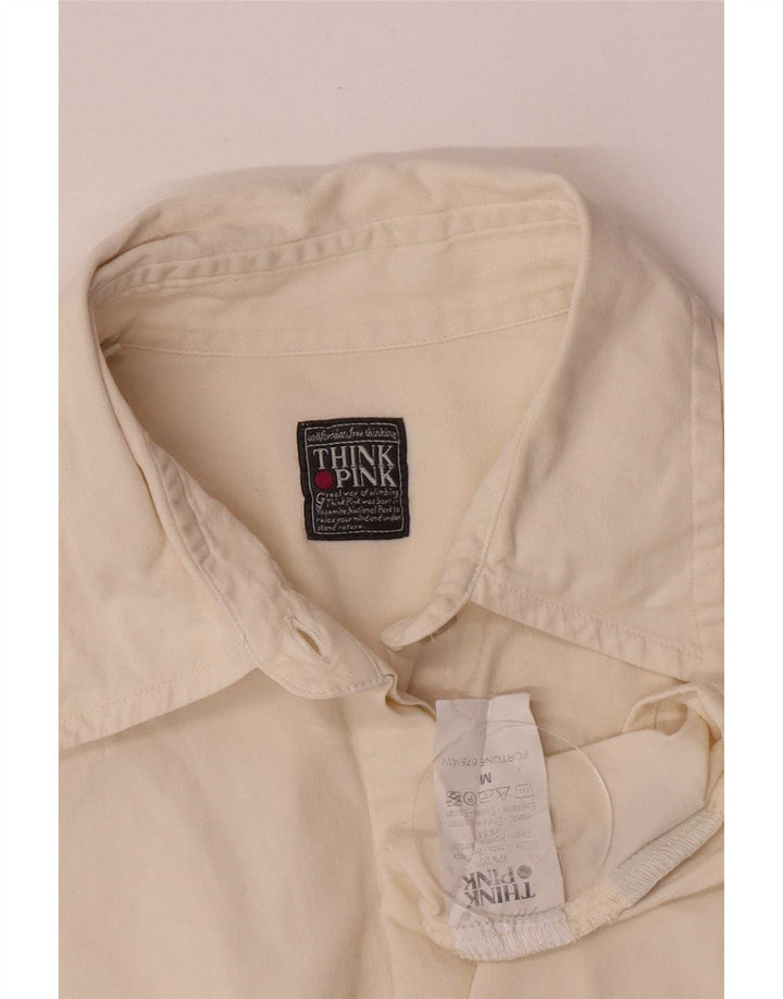 Think Pink Womens Regular Fit Shirt UK 14 Medium Off White Cotton