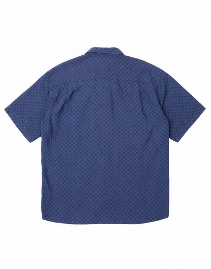 Raybest Mens Short Sleeve Shirt XL Navy Blue Geometric Viscose