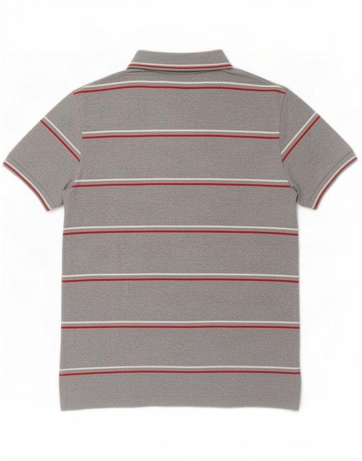 Slam Mens Polo Shirt Medium Grey Striped Cotton
