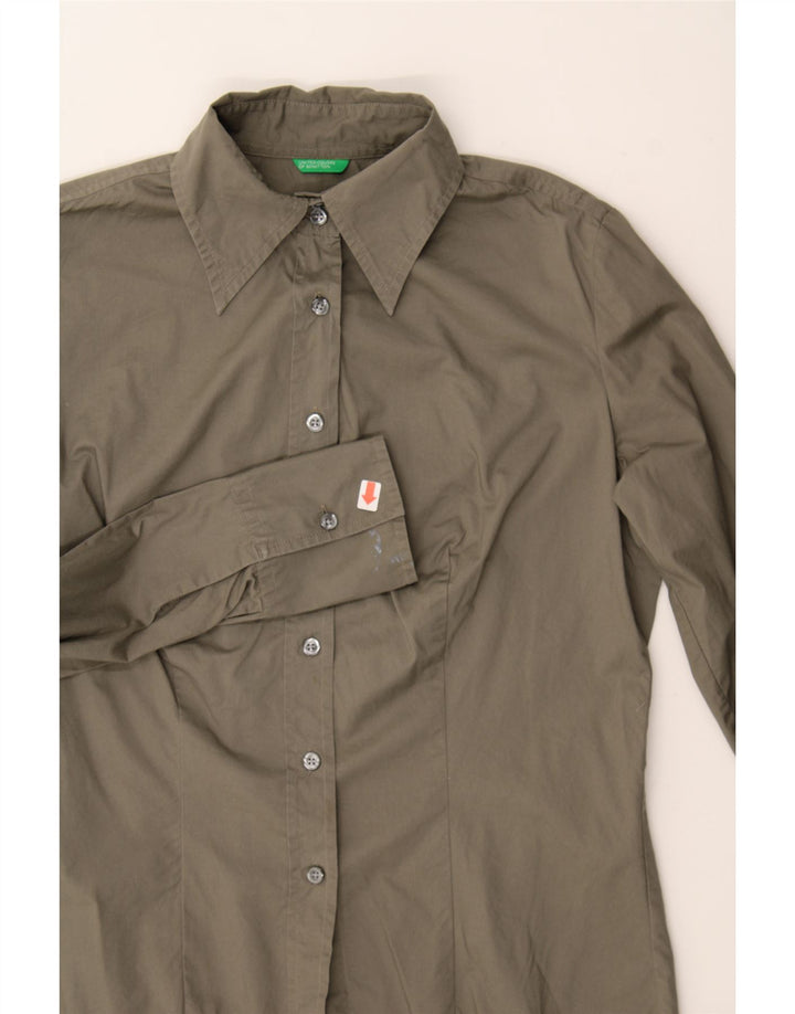 BENETTON Womens Shirt UK 14 Medium Grey Cotton Vintage Benetton and Second-Hand Benetton from Messina Hembry 
