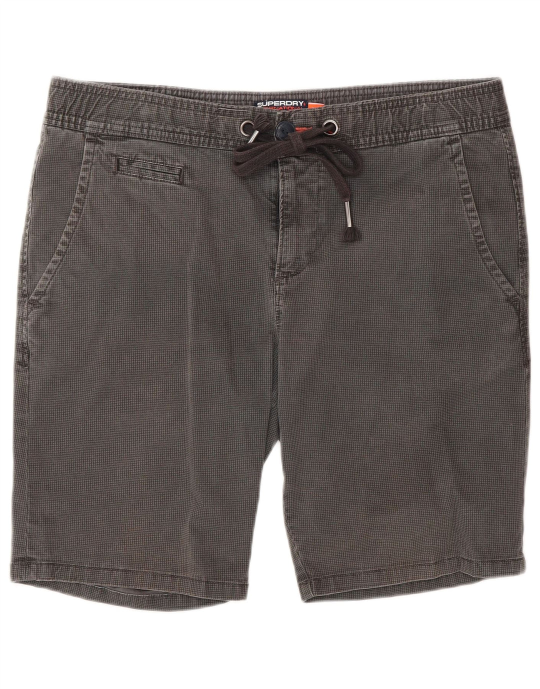 Pantaloncini chino da uomo Superdry medi W32 in cotone pied de poule grigio