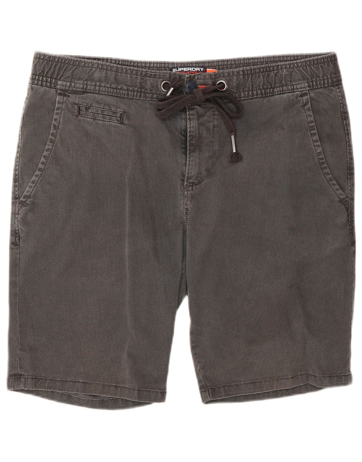 Pantaloncini chino da uomo Superdry medi W32 in cotone pied de poule grigio