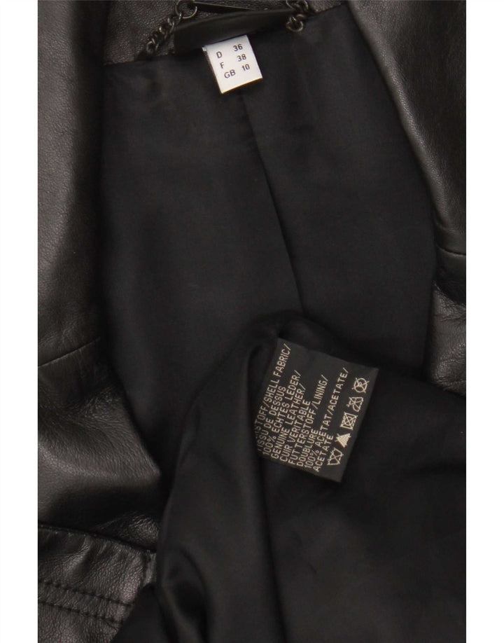 Madeleine Womens Leather Coat UK 10 Small Black Leather