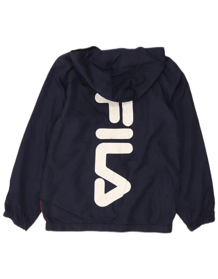 Fila Boys Graphic Tracksuit Top Jacket 11-12 Years Navy Blue Colourblock