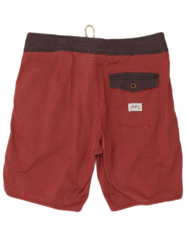 Fat Face Mens Swimming Shorts Medium Red Colourblock Cotton