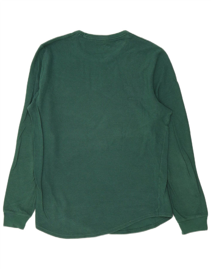 Hollister Mens Top Long Sleeve Medium Green Cotton