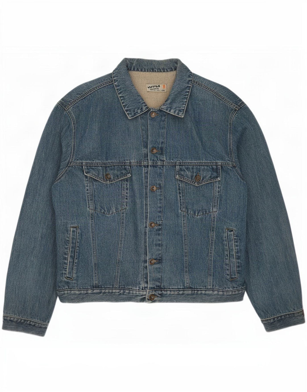 WPM Mens Denim Jacket UK 44 2XL Blue Cotton