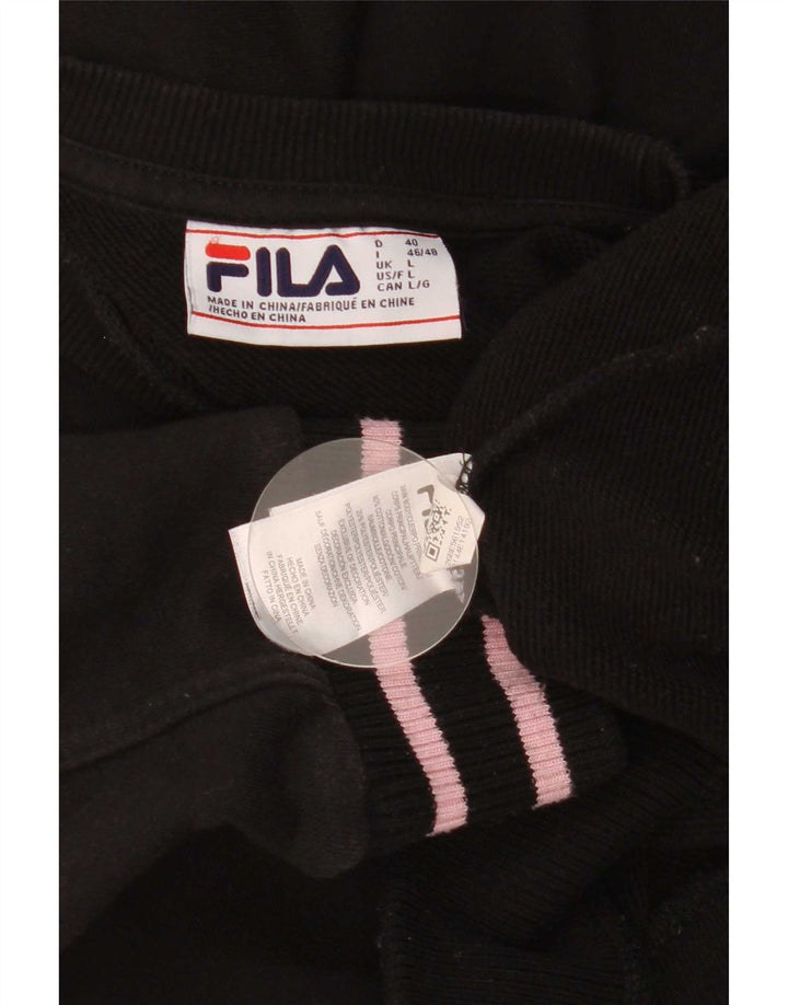 Fila Mens Graphic Sweatshirt Jumper Large Black Striped Cotton