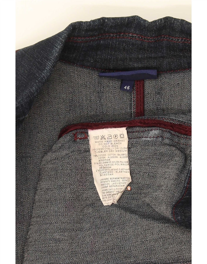 Giacca Blazer in Denim a 3 Bottoni da Donna Trussardi Jeans IT 46 Large Blu Navy