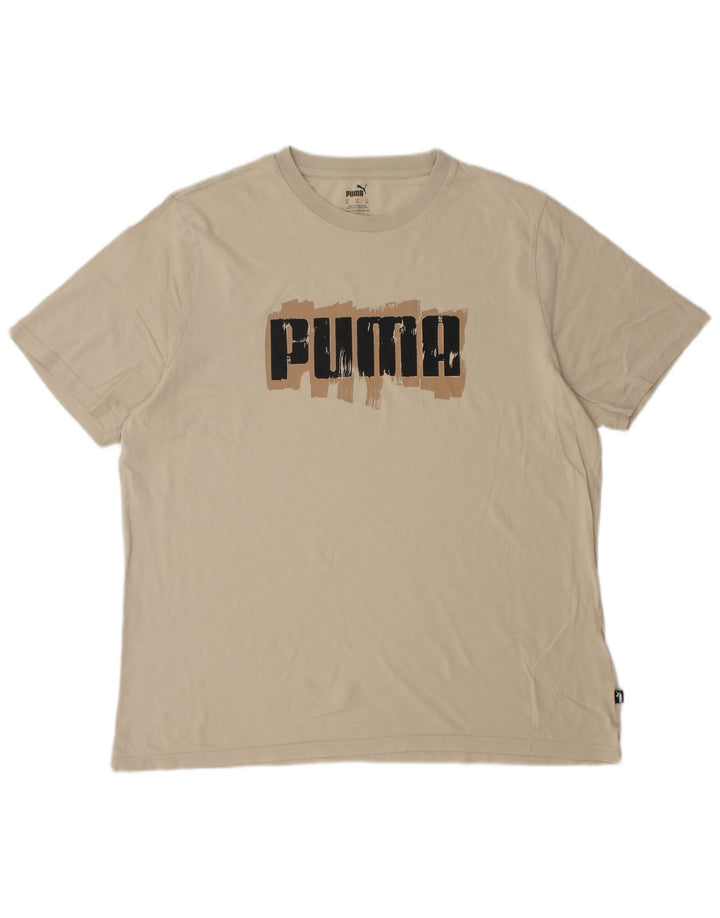PUMA Mens Graphic T-Shirt Top XL Beige