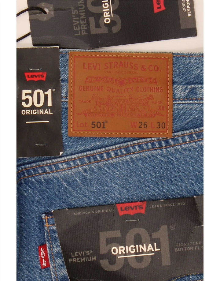 Levi's Womens 501 Straight Jeans W26 L30 Blue Cotton
