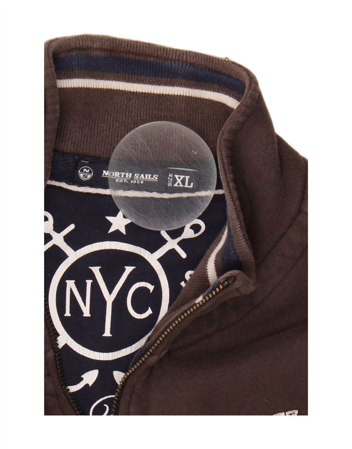 NORTH SAILS Mens Tracksuit Top Jacket XL Brown Cotton Vintage North Sails and Second-Hand North Sails from Messina Hembry 