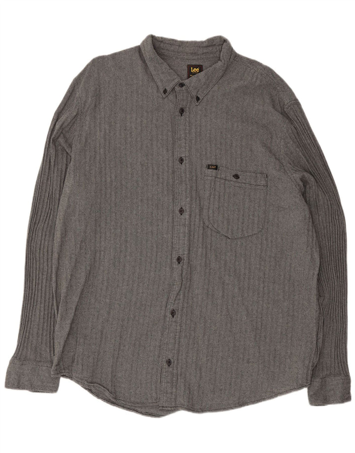 Lee Herre Tall Relaxed Fit skjorte 2XL grå sildebensbomuld