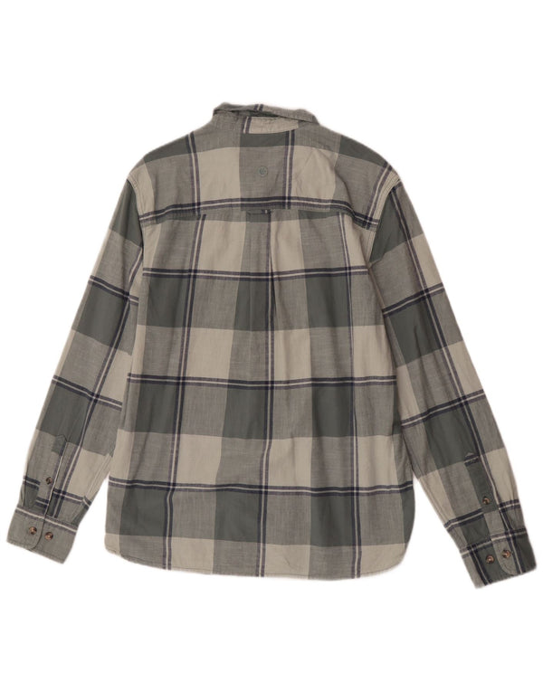 Camisa masculina de flanela Fat Face grande algodão xadrez cinza