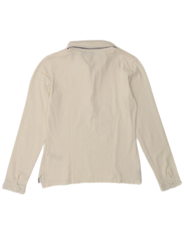 Tommy Hilfiger Polo à manches longues pour femme UK 14 Medium Off White Coton